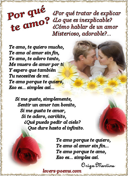 amor te amo amor te quiero. Te amo al amor sin fin,