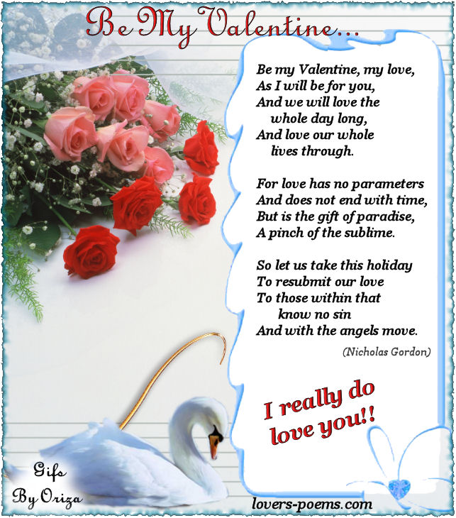 be my valentine poems